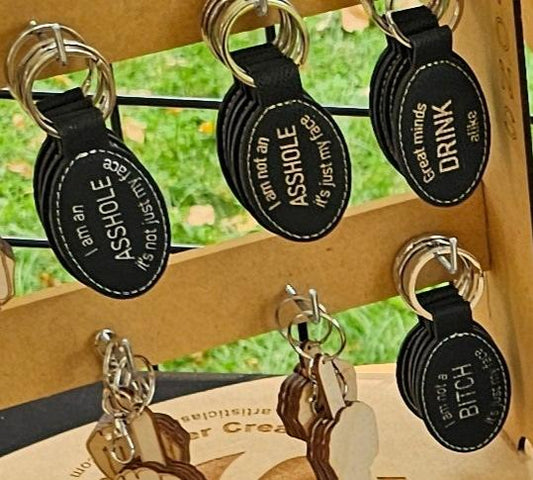 laser engraved leather keychains
