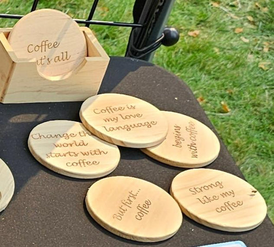 laser engraved cut coasters