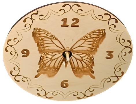 laser engraved cut butterfly clock