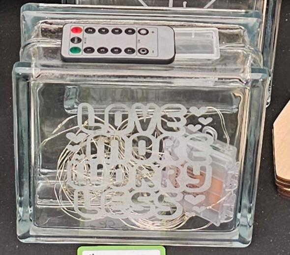 laser engraved cut glass lighted blocks