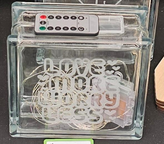 laser engraved cut glass lighted blocks