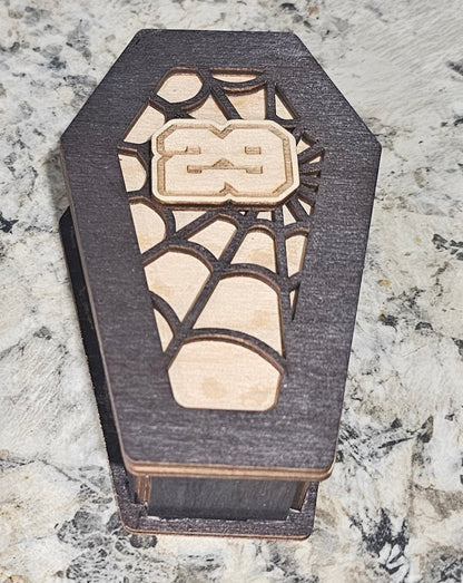 coffin cribbage peg container