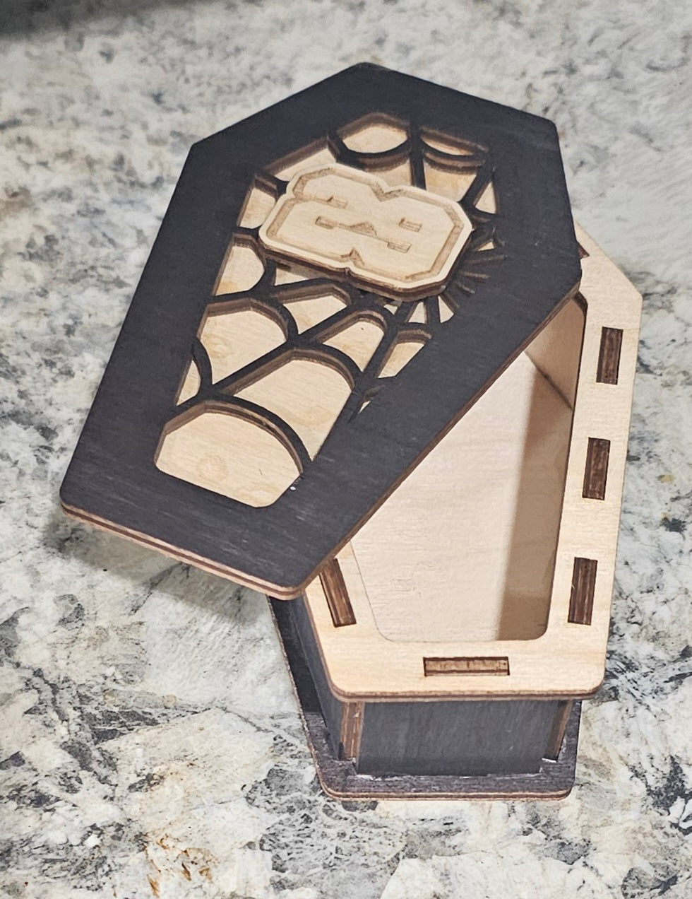 coffin cribbage peg container
