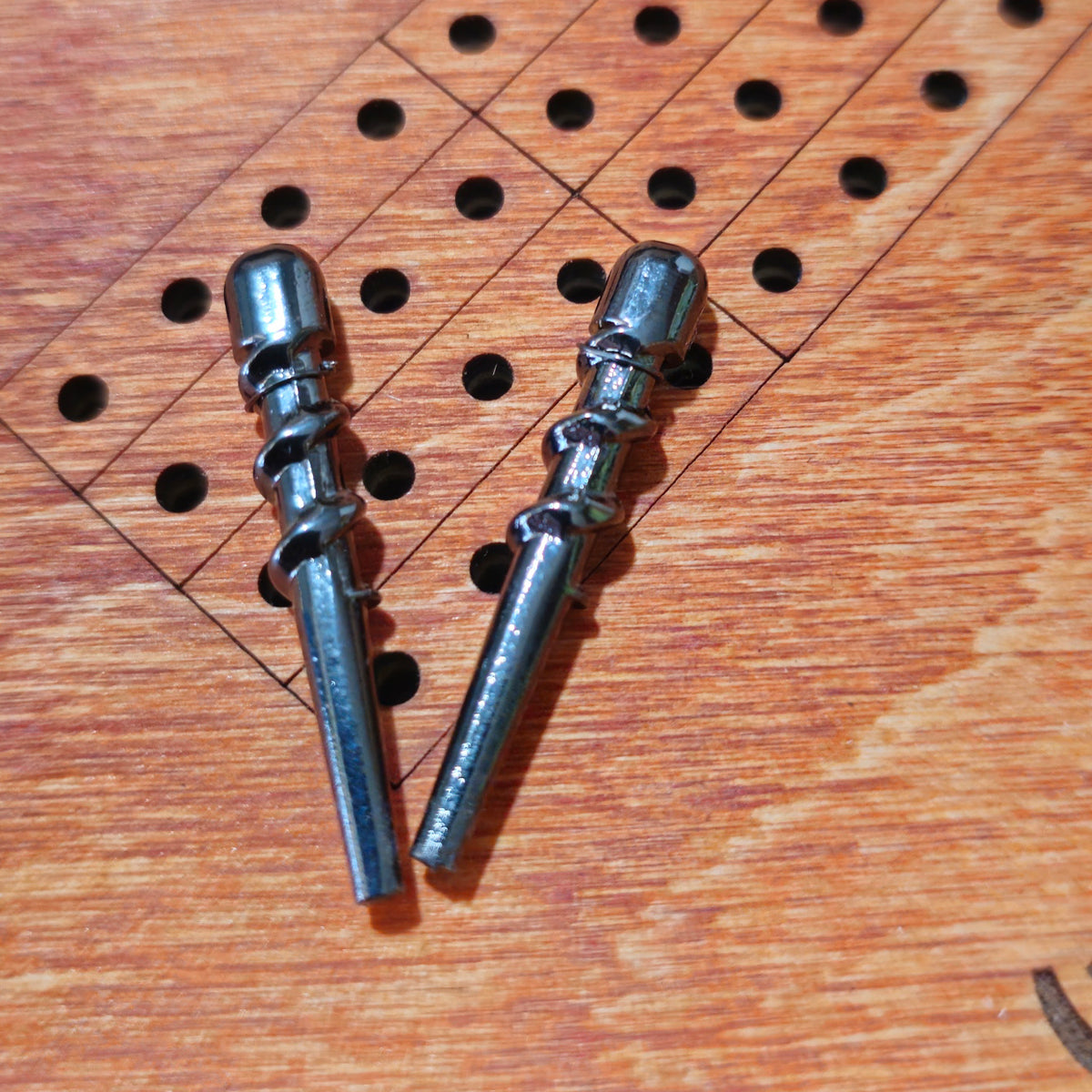 1/8" Tall Spiral Tapered Metal Cribbage Pegs Set of 12