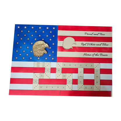 Deluxe 250th Anniversary US Flag Cribbage Board