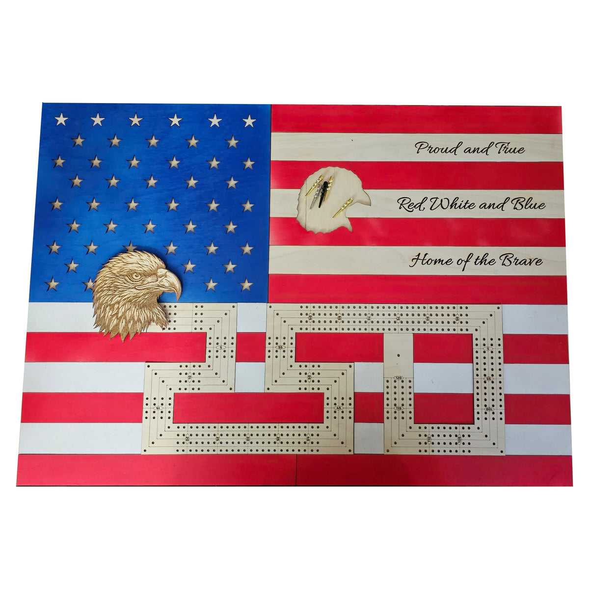 Deluxe 250th Anniversary US Flag Cribbage Board