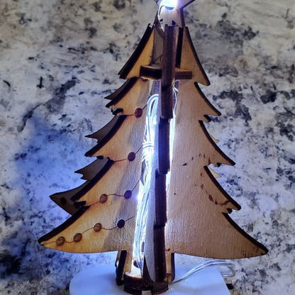 laser engraved cut Christmas tree ornament