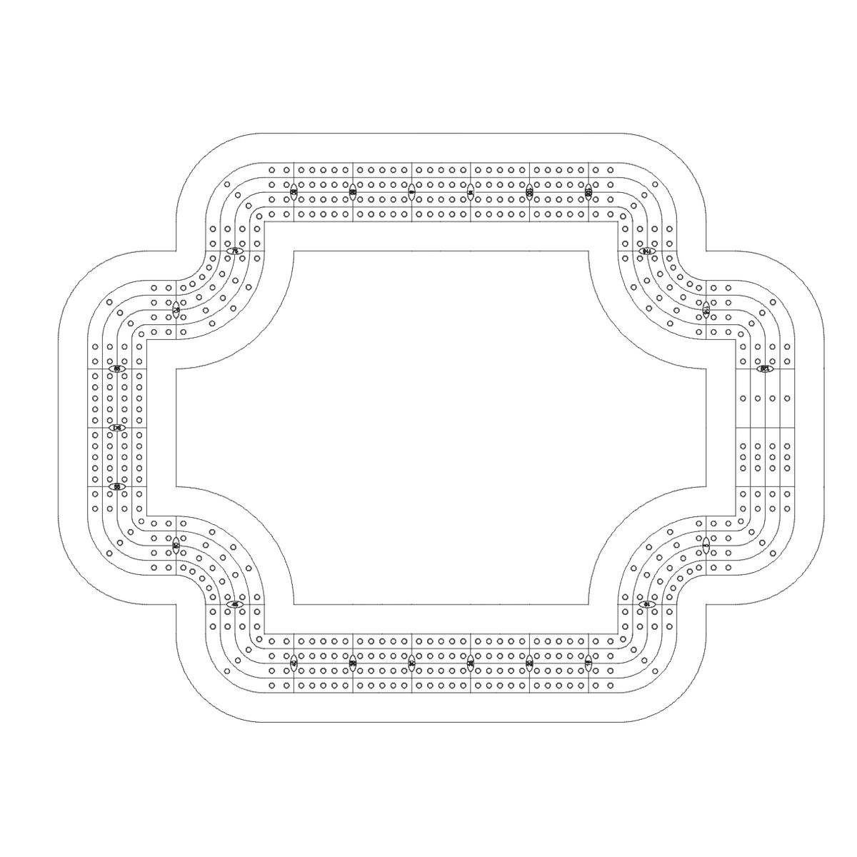 Frame with Inset Corners Cribbage Board Pattern / Template