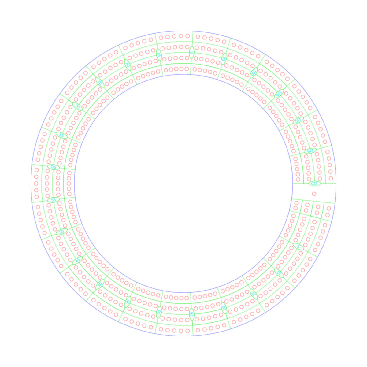 Round / Circle Cribbage Board Pattern / Template