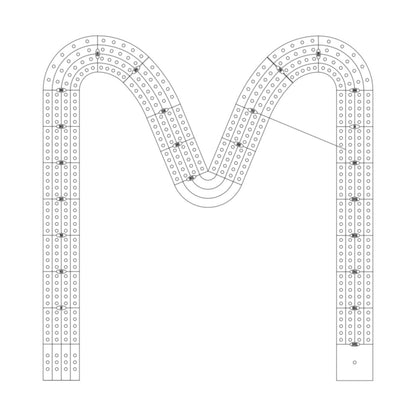 All Single Letter Cribbage Board Patterns From A to Z
