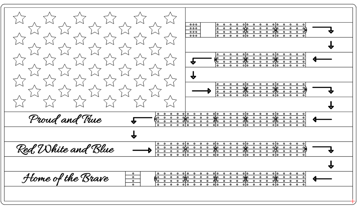 american flag cribbage board pattern / template