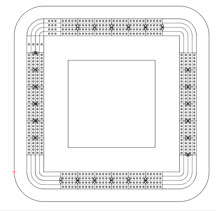 square cribbage board pattern / template