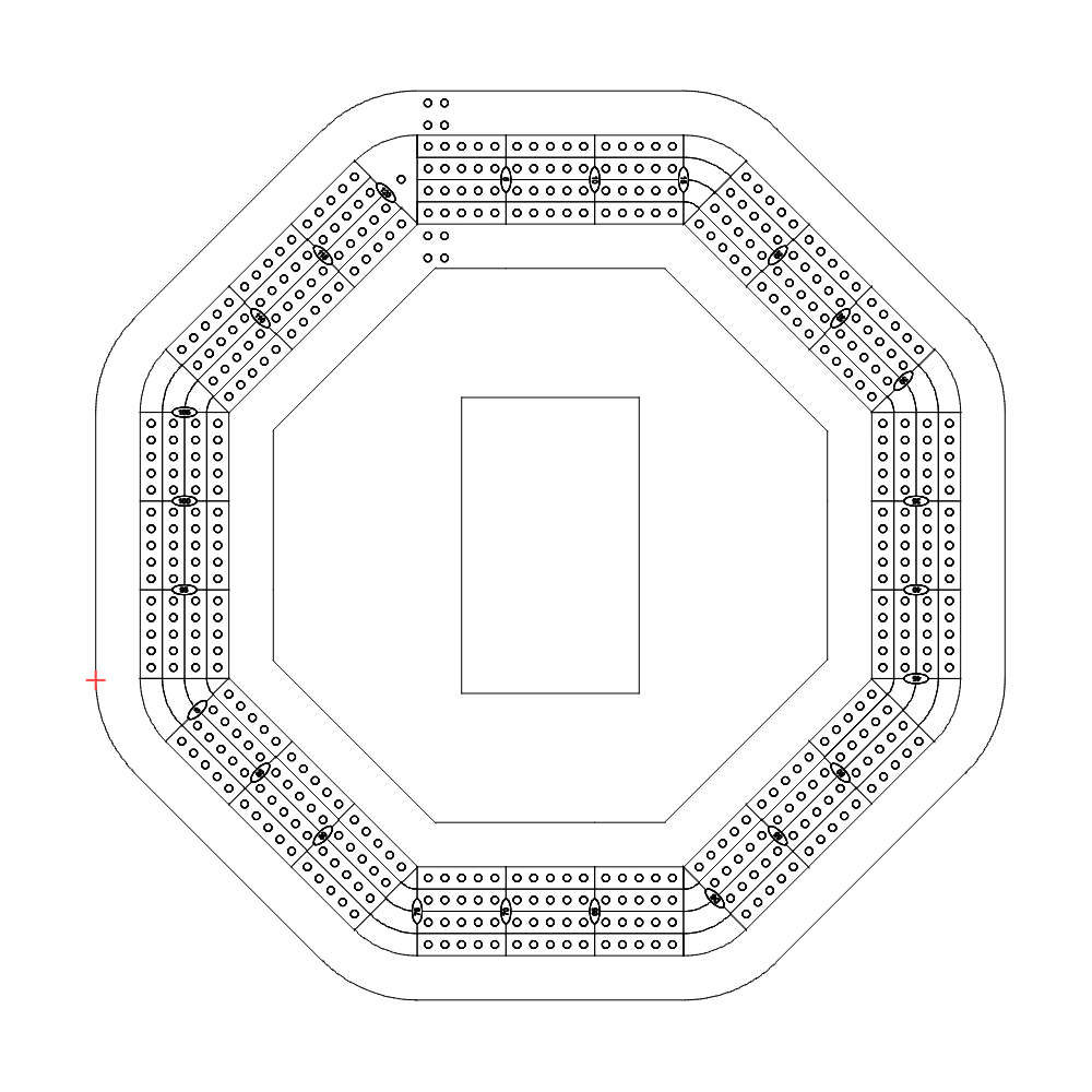octagon cribbage board pattern / template