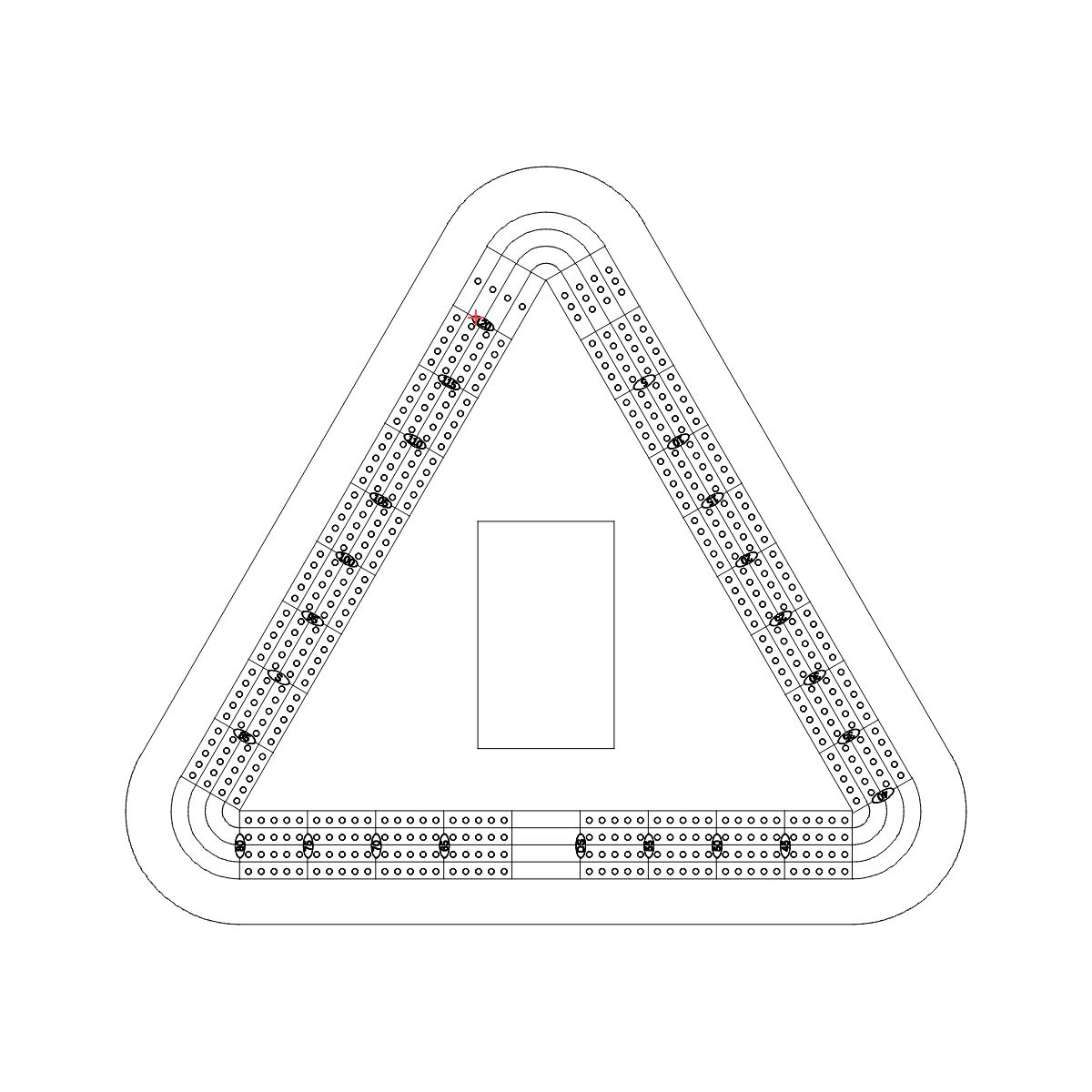 triangle  cribbage board pattern / template