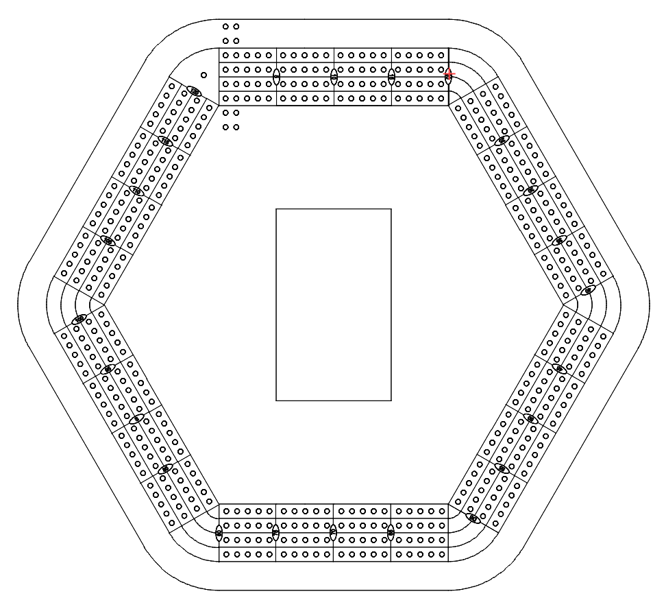 hexagon cribbage board pattern / template