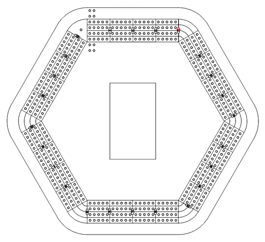 hexagon cribbage board pattern / template