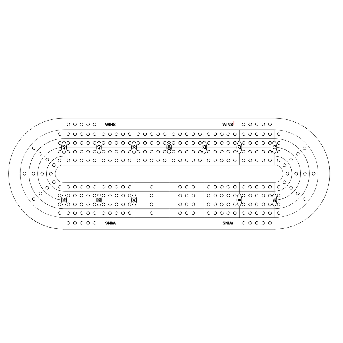 half track cribbage board pattern / template