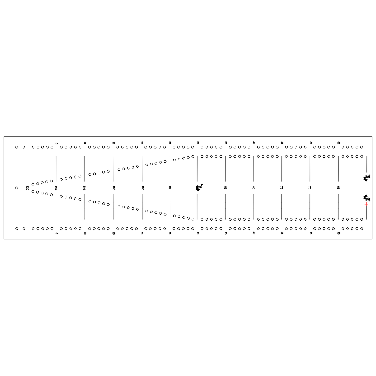 tournament style cribbage board pattern / template