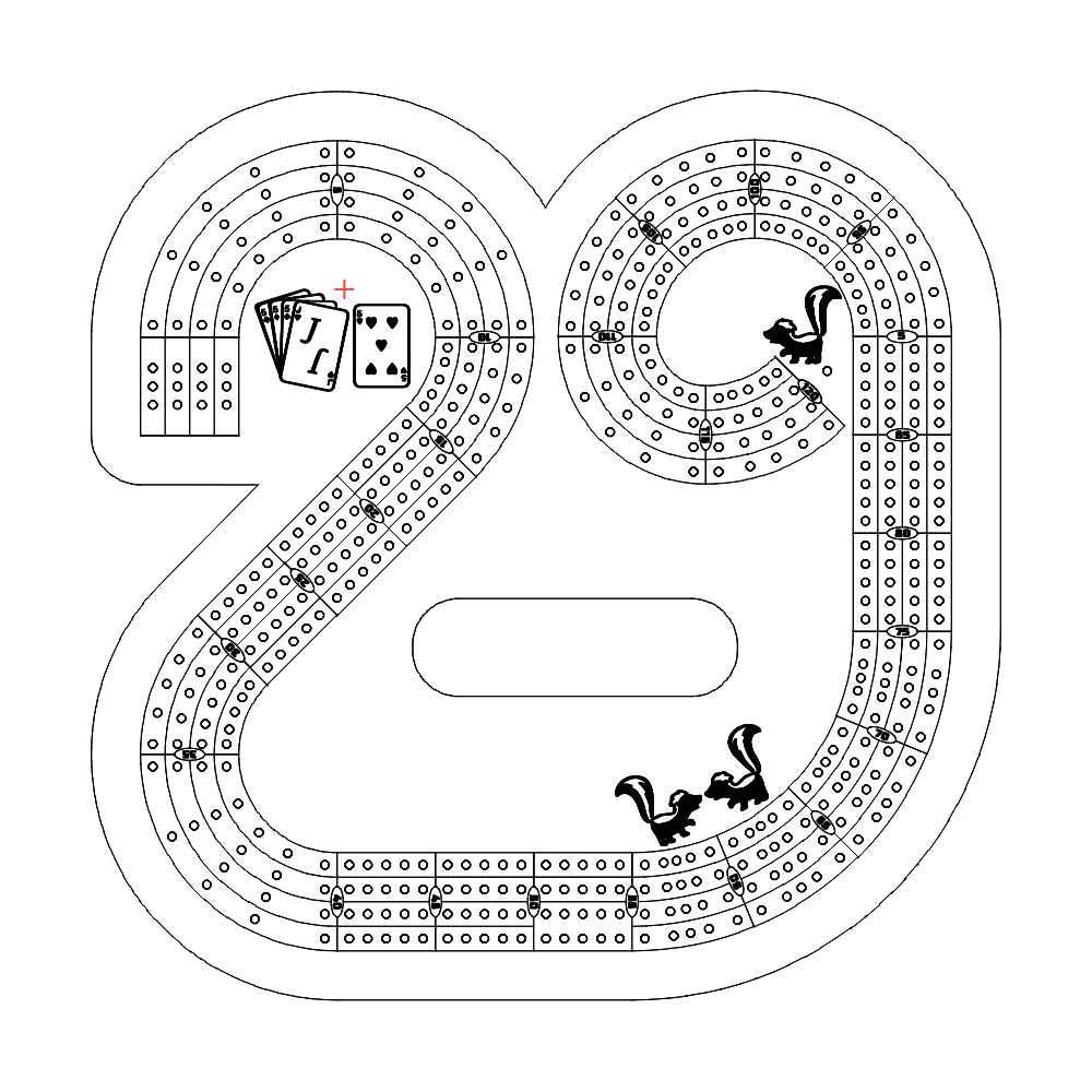 29 hand cribbage board pattern / template