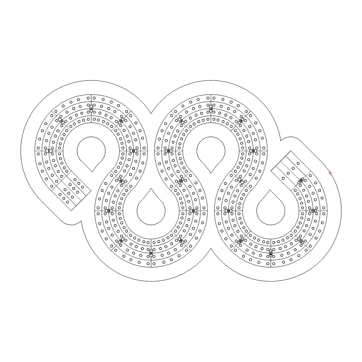 serpent cribbage board pattern / template