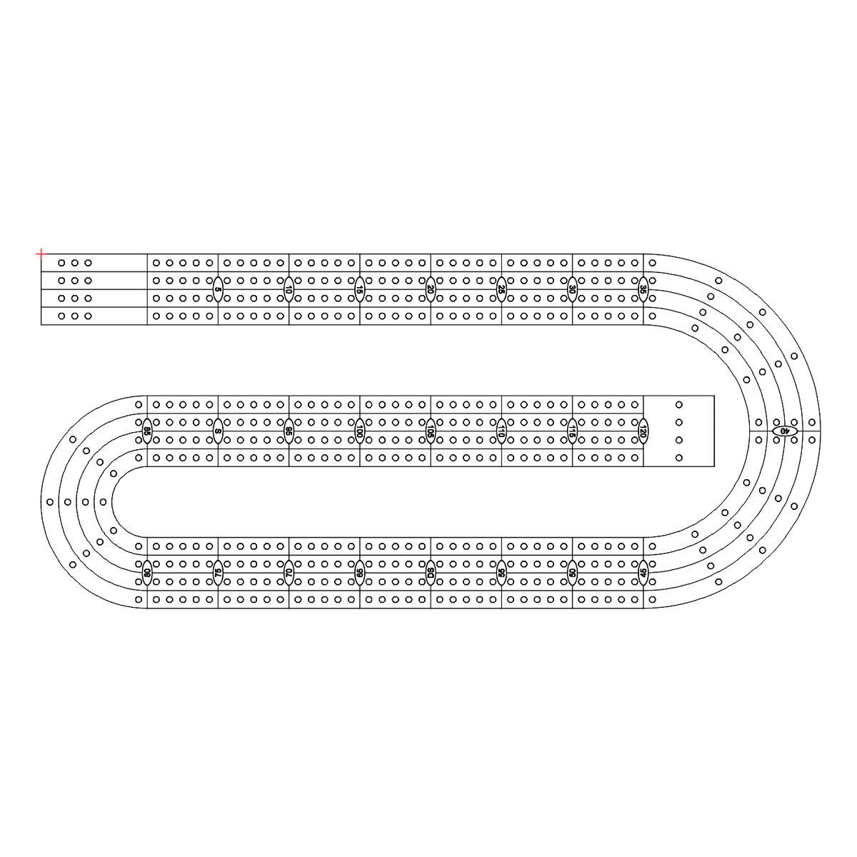 standard cribbage board pattern / template