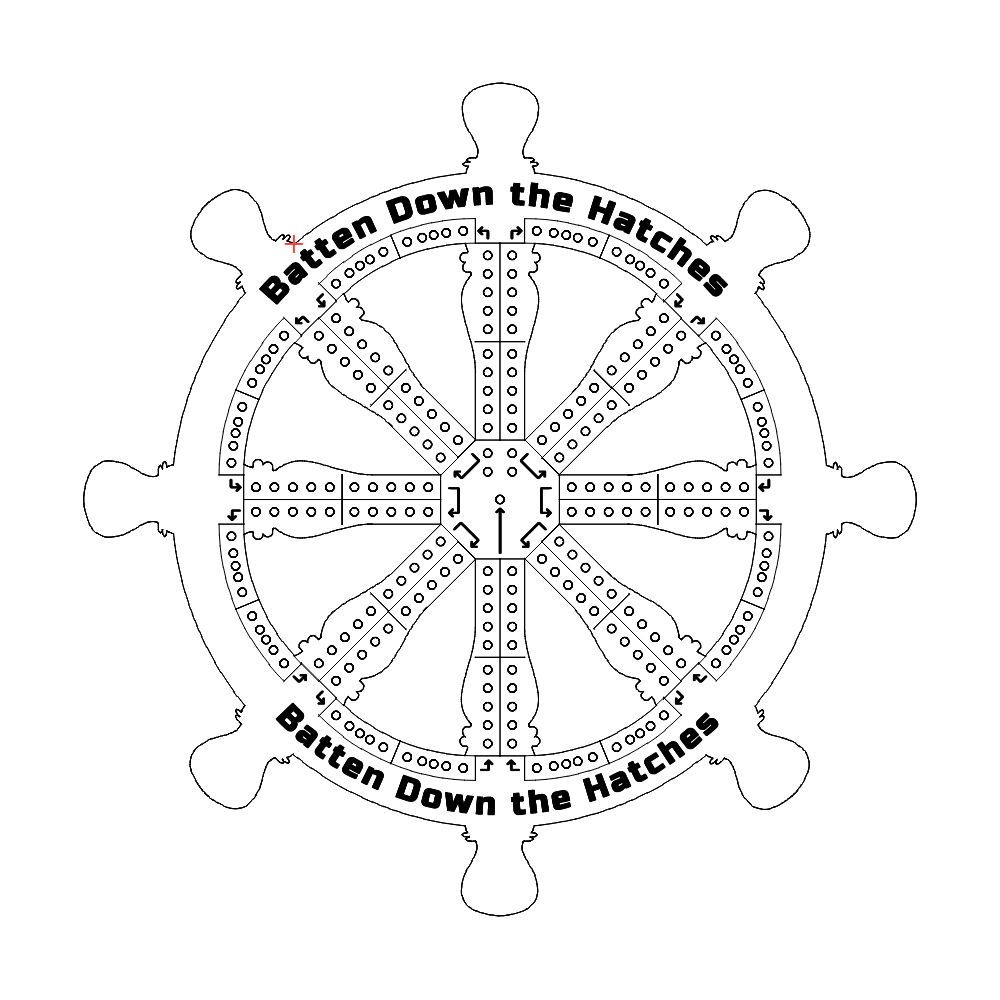 Boat Steering Wheel Cribbage Board template / pattern 