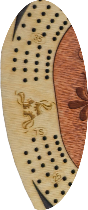 Floral Engraved 4 Lane Cribbage Board